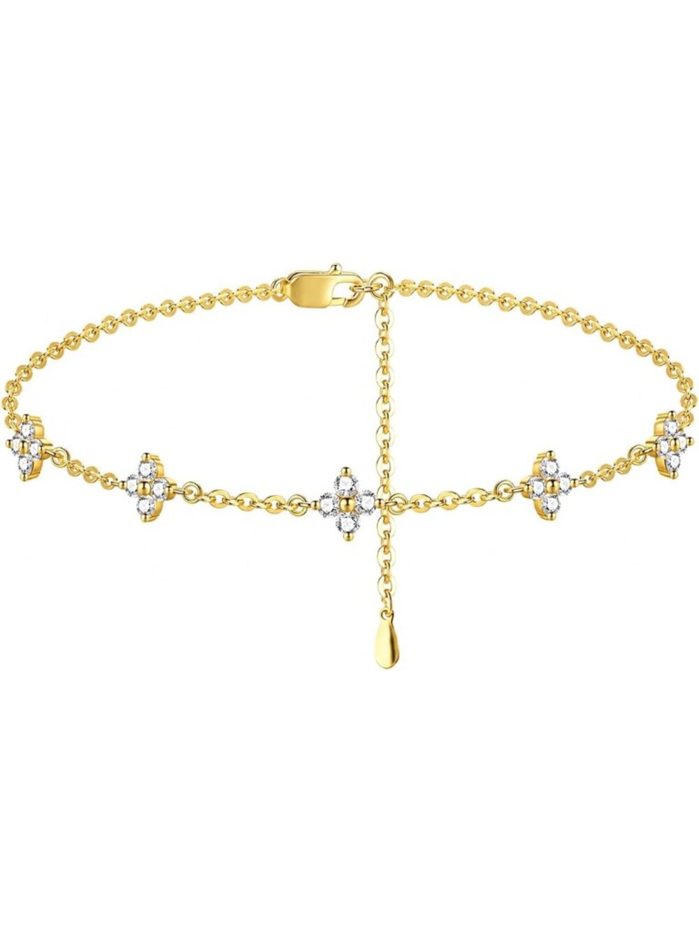 14K Gold Plated Moissanite Clover Bracelet for Women - Elegant & Sparkling